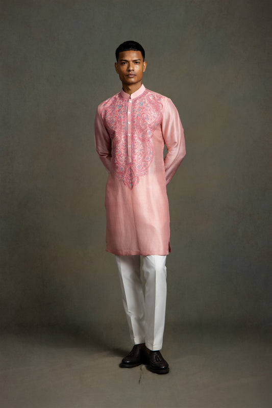 PEACH PINK EMBROIDERY KURTA SET