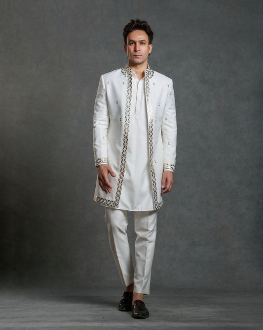 GOLDEN LEATHER  EMBROIDERY INDO WESTERN SET