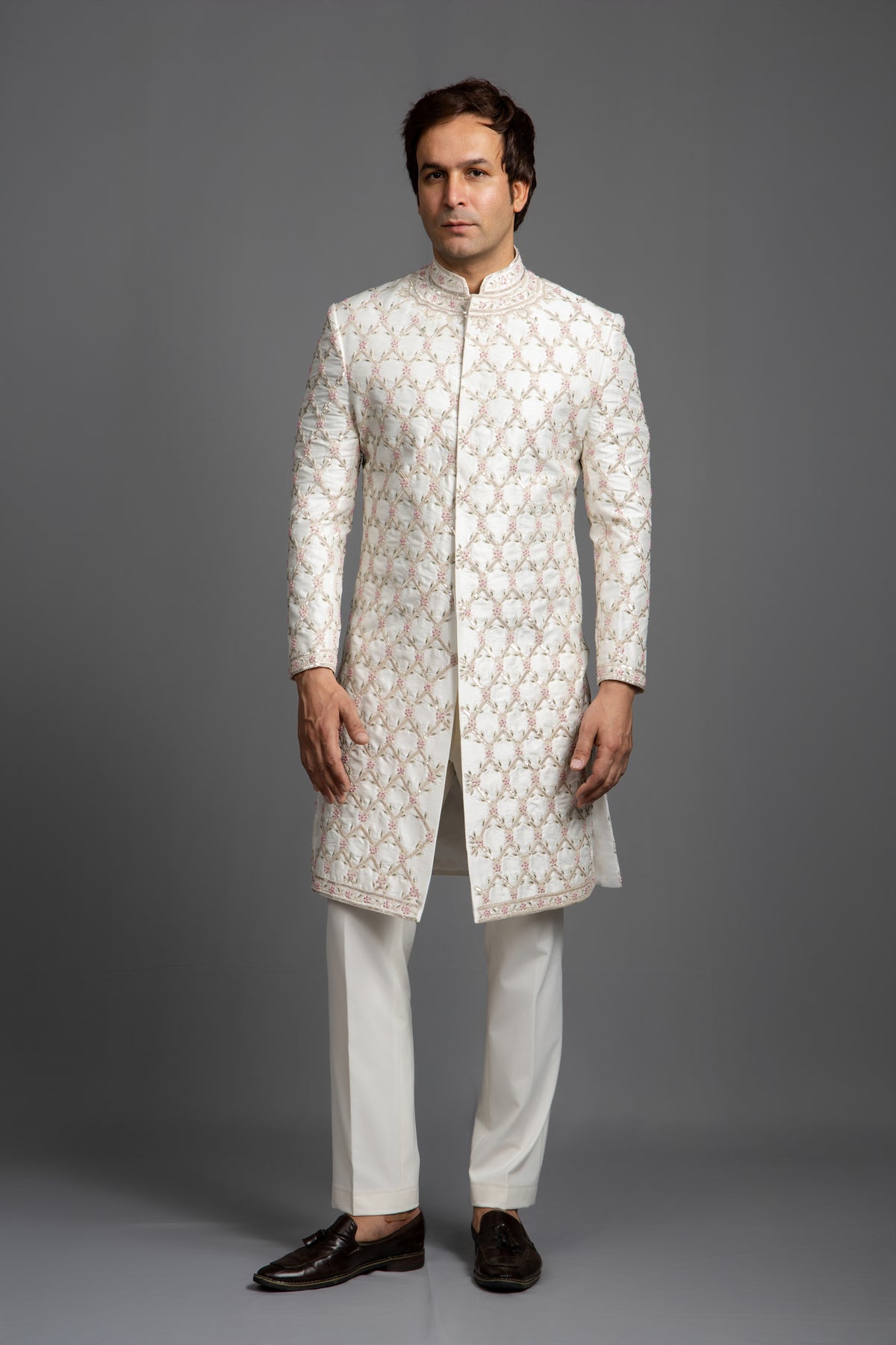 IVORY SEQUNCE EMBROIDERY SHERWANI SET