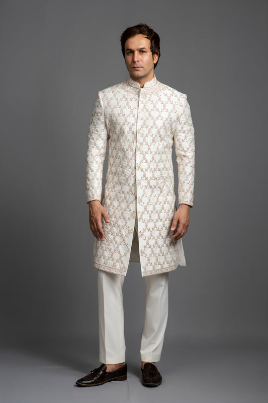IVORY SEQUNCE EMBROIDERY SHERWANI SET