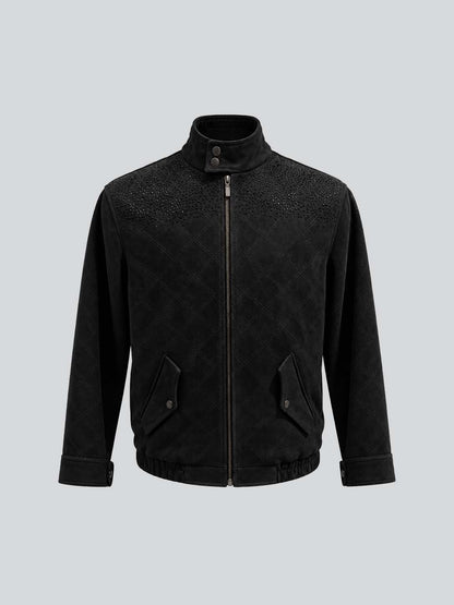 Black Suede Sequin Embellished Jacket