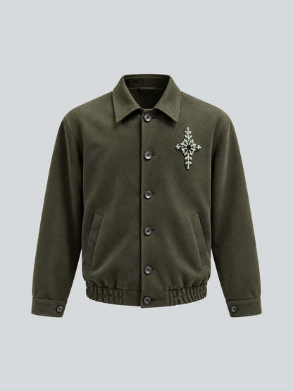 OLIVE GREEN EMBELLISHED JACKET