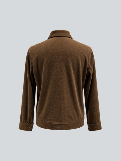 BROWN EMBROIDERED ZIP JACKET