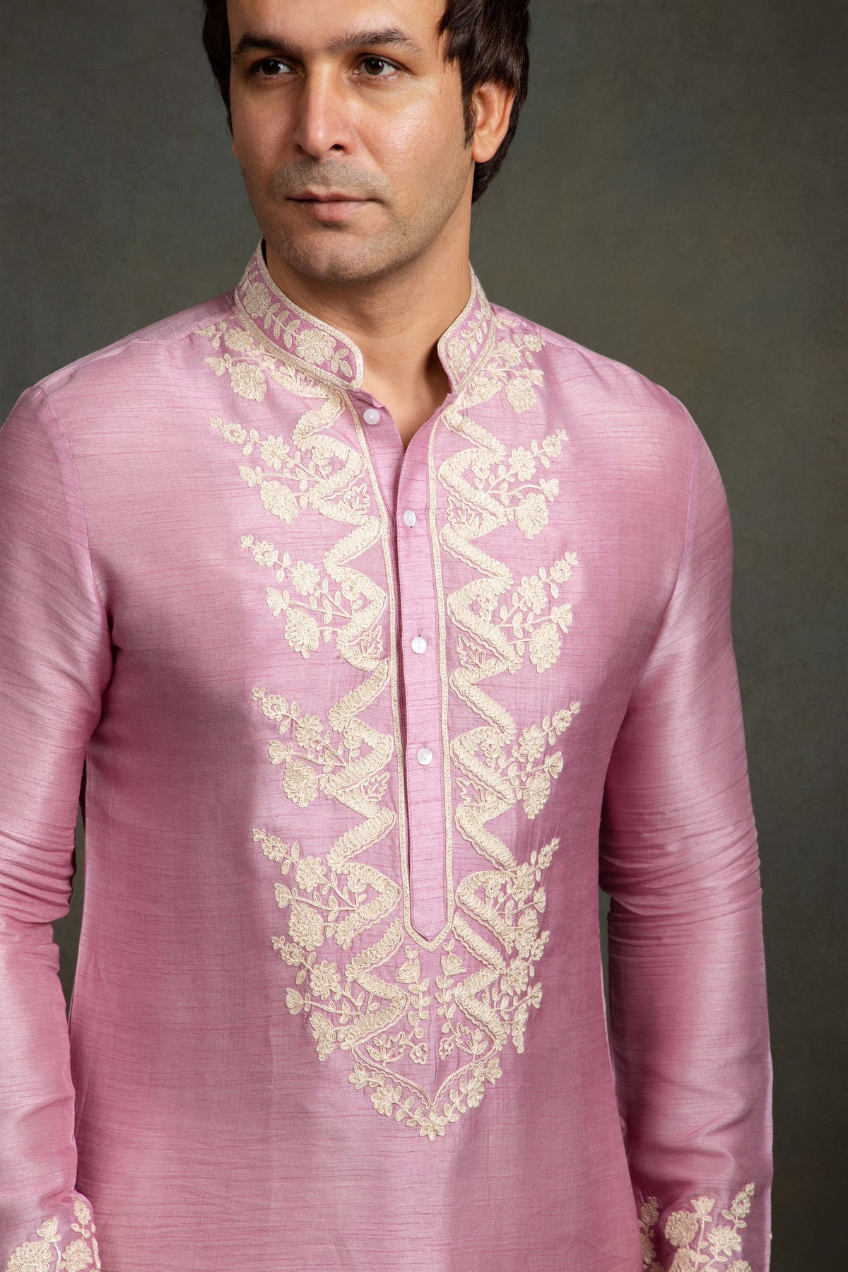 PINK GOLDEN THREAD EMBROIDERY  KURTA SET