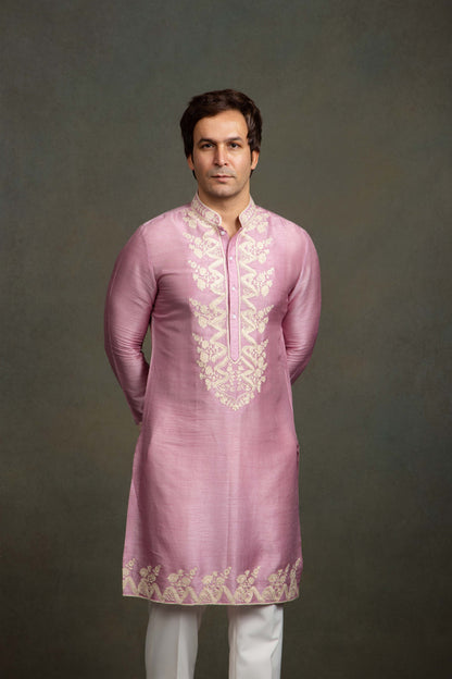 PINK GOLDEN THREAD EMBROIDERY  KURTA SET