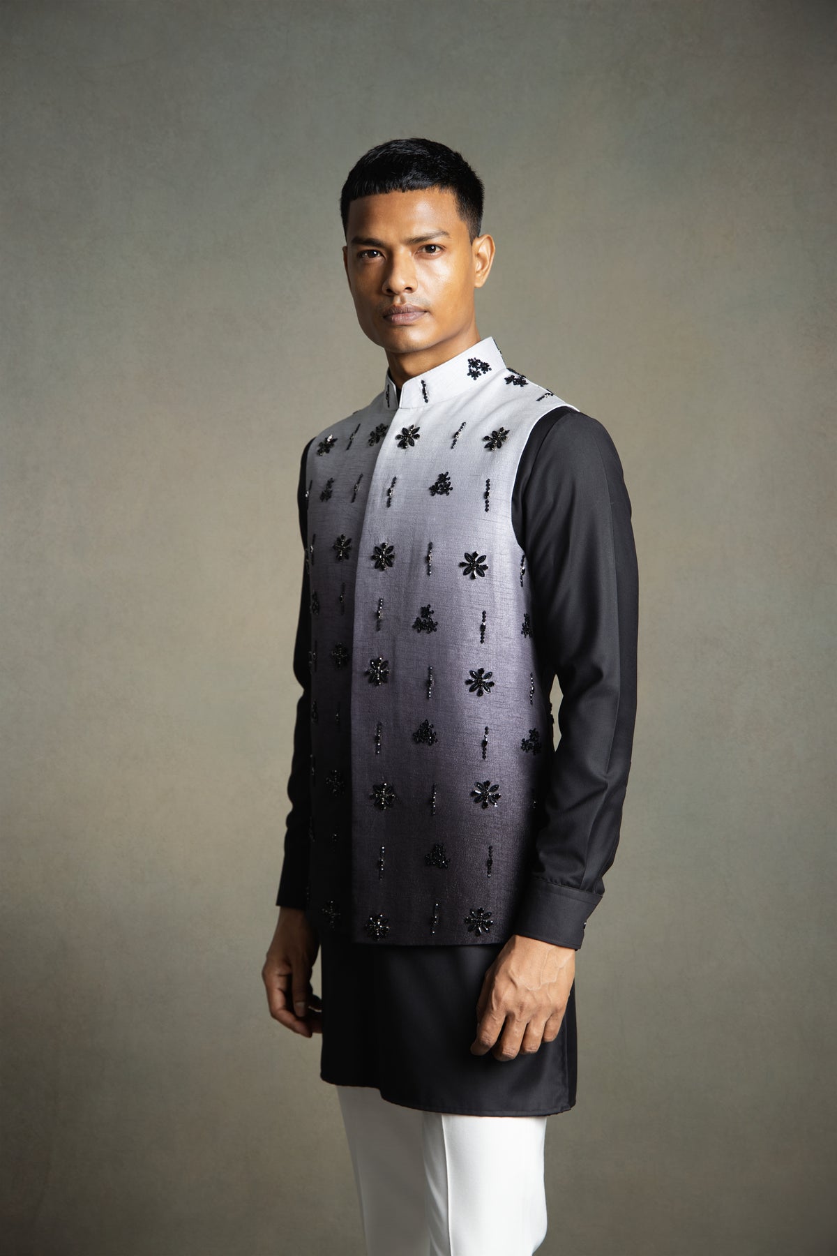 OMBRE STONE EMBROIDERY NEHRU JACKET SET