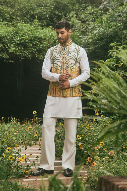OMBRE MULTI COLOUR SILK  EMBROIDERY NEHRU JACKET SET