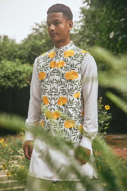 MULTI COLOUR SILK EMBROIDERY NEHRU JACKET SET