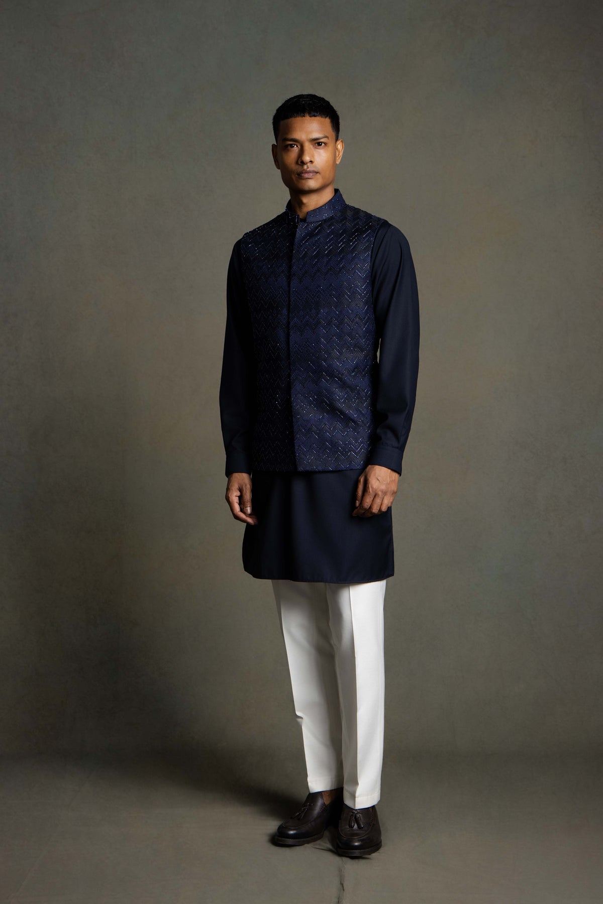 JAQUARD  GEOMATRI  EMBROIDERY  GLASS  NEHRU JACKET SET