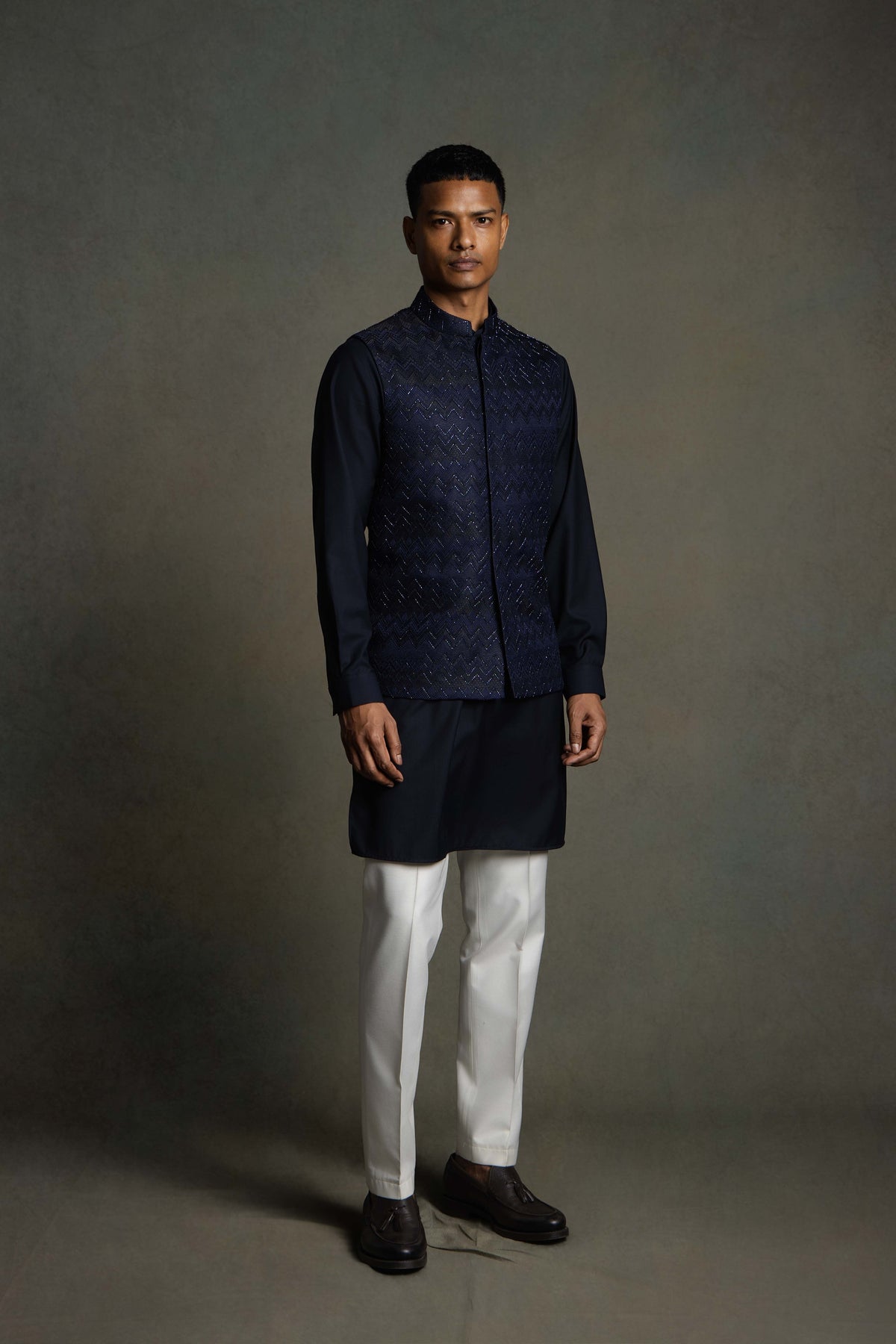 JAQUARD  GEOMATRI  EMBROIDERY  GLASS  NEHRU JACKET SET