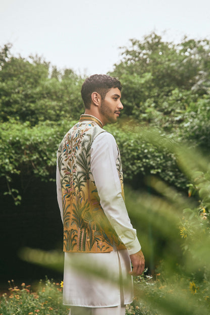 OMBRE MULTI COLOUR SILK  EMBROIDERY NEHRU JACKET SET