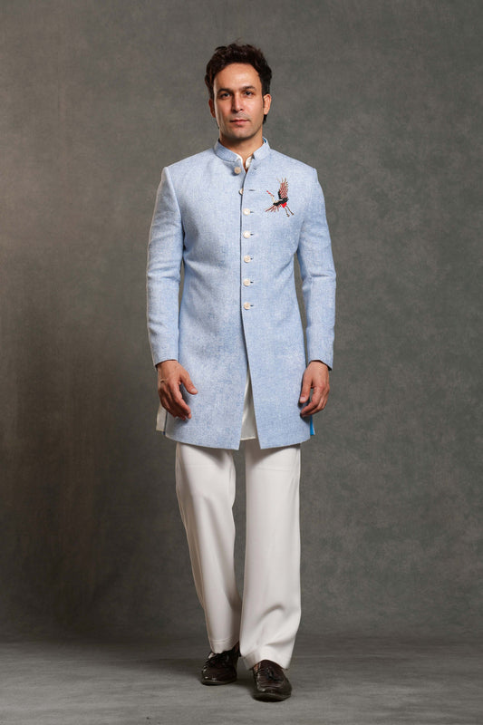 BLUE ZARI WORK INDO WESTERN