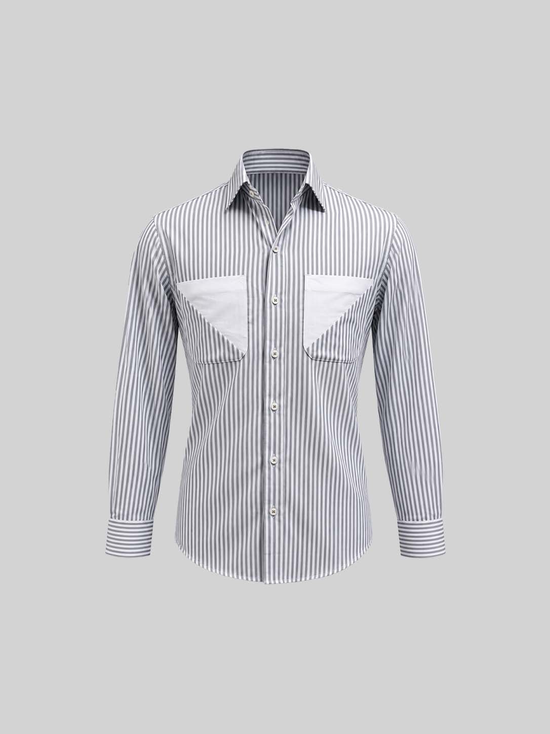 Striped Cotton Shirt with Pocket