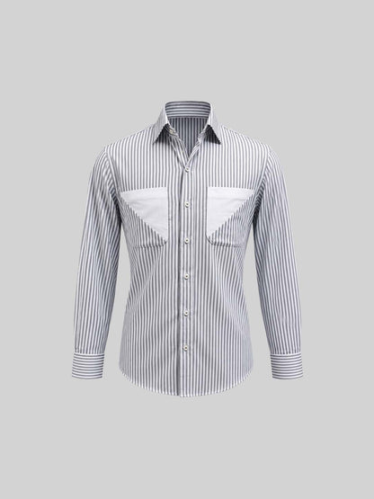 Striped Cotton Shirt with Pocket