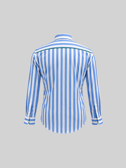 Striped Cotton Shirt with Embroidered Patch