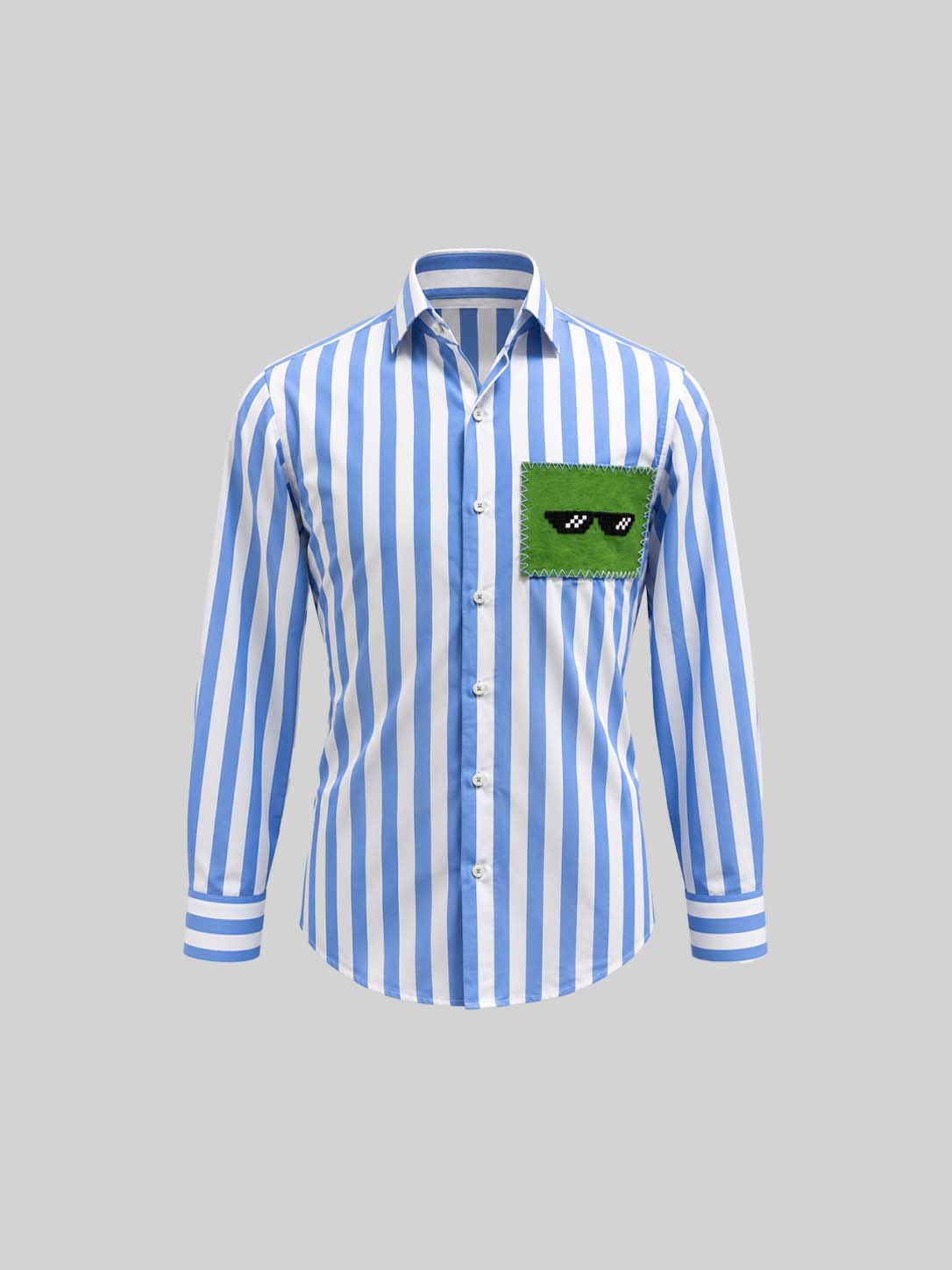 Striped Cotton Shirt with Embroidered Patch