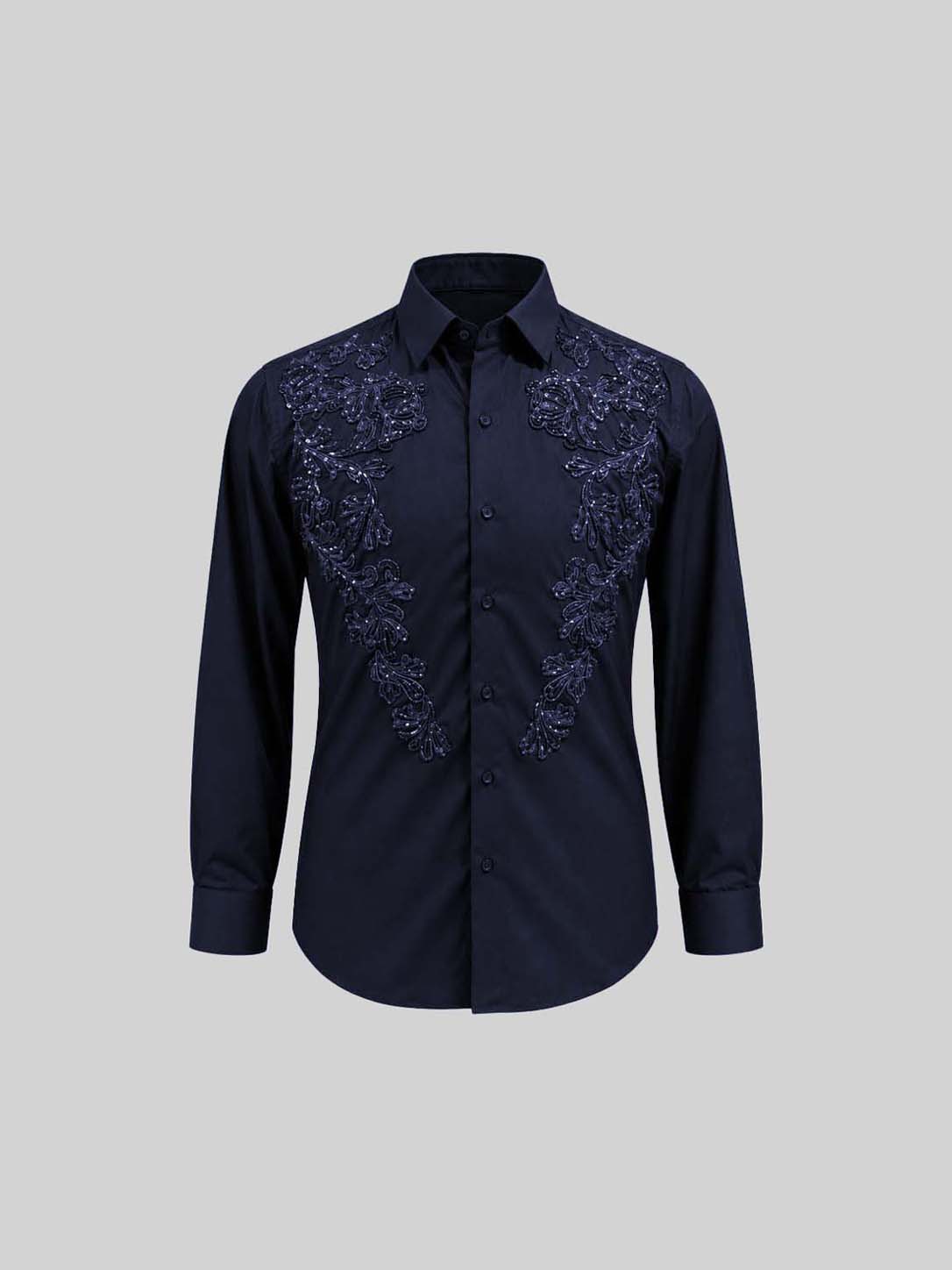 Embroidered Cotton Satin Shirt