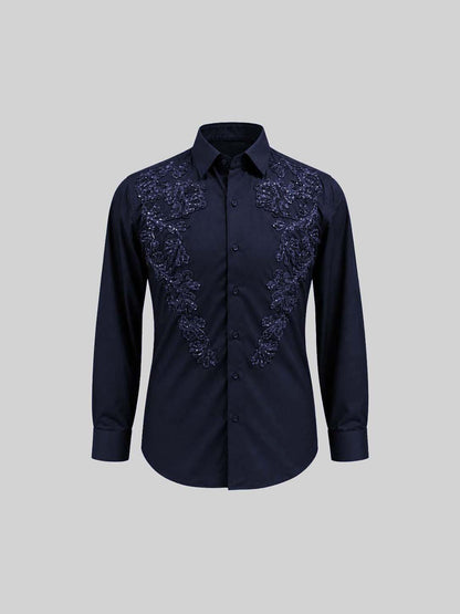 Embroidered Cotton Satin Shirt