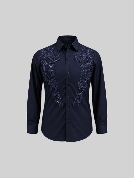 Embroidered Cotton Satin Shirt