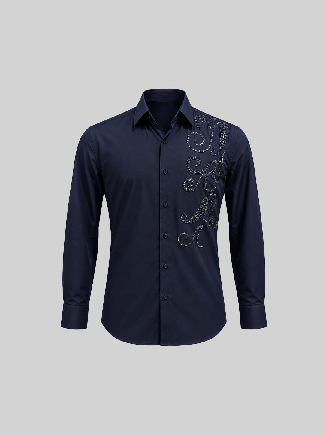 Embroidered Cotton Satin Shirt