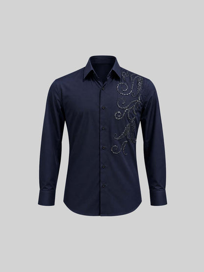 Embroidered Cotton Satin Shirt