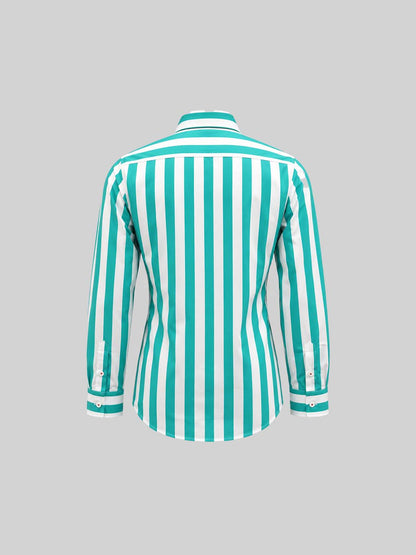 Striped Cotton Shirt with Embroidered Patch