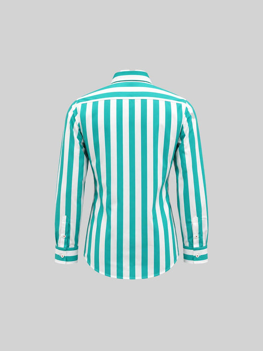 Striped Cotton Shirt with Embroidered Patch