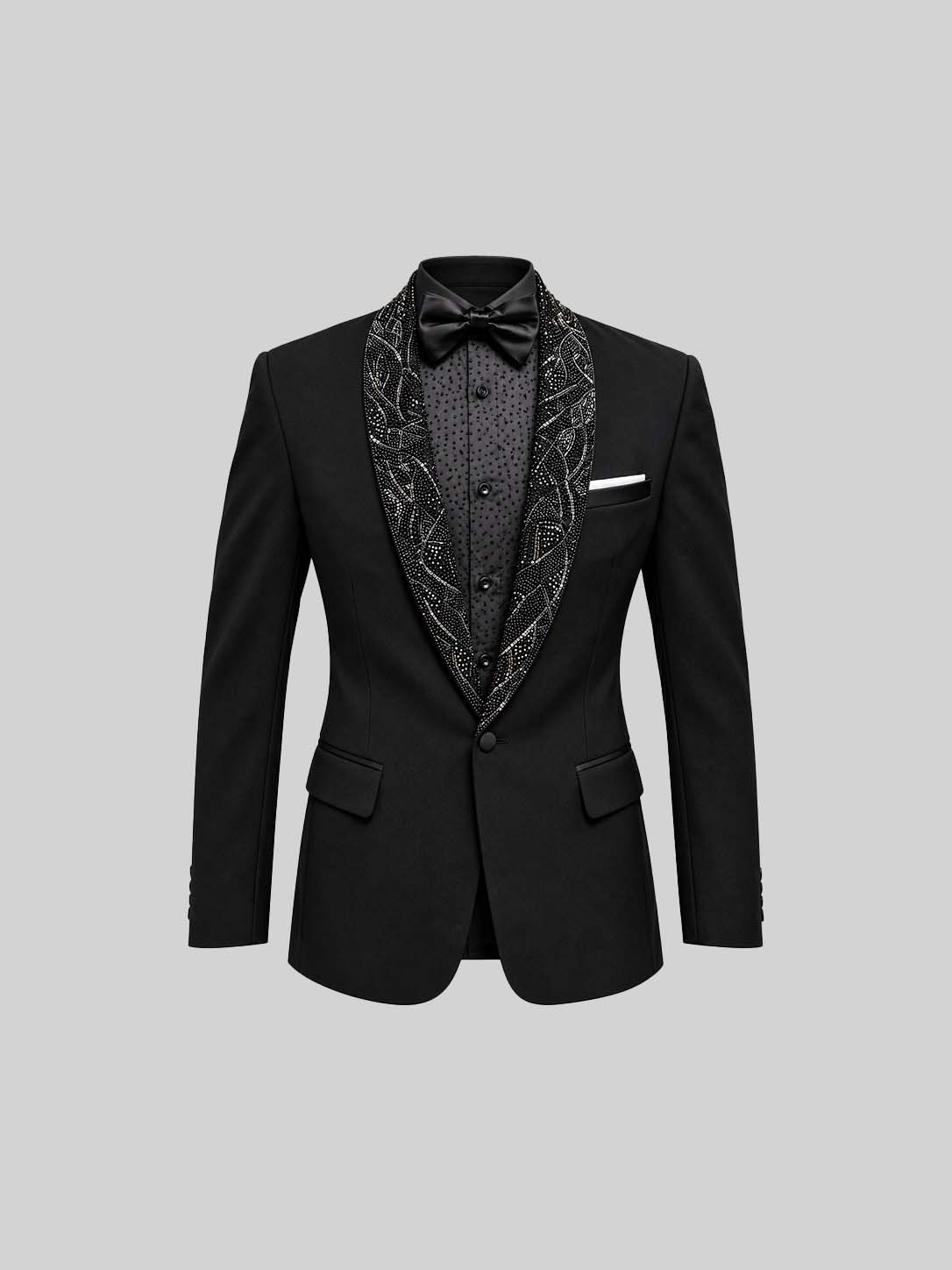 BLACK SHAWL EMBROIDERY TUXEDO