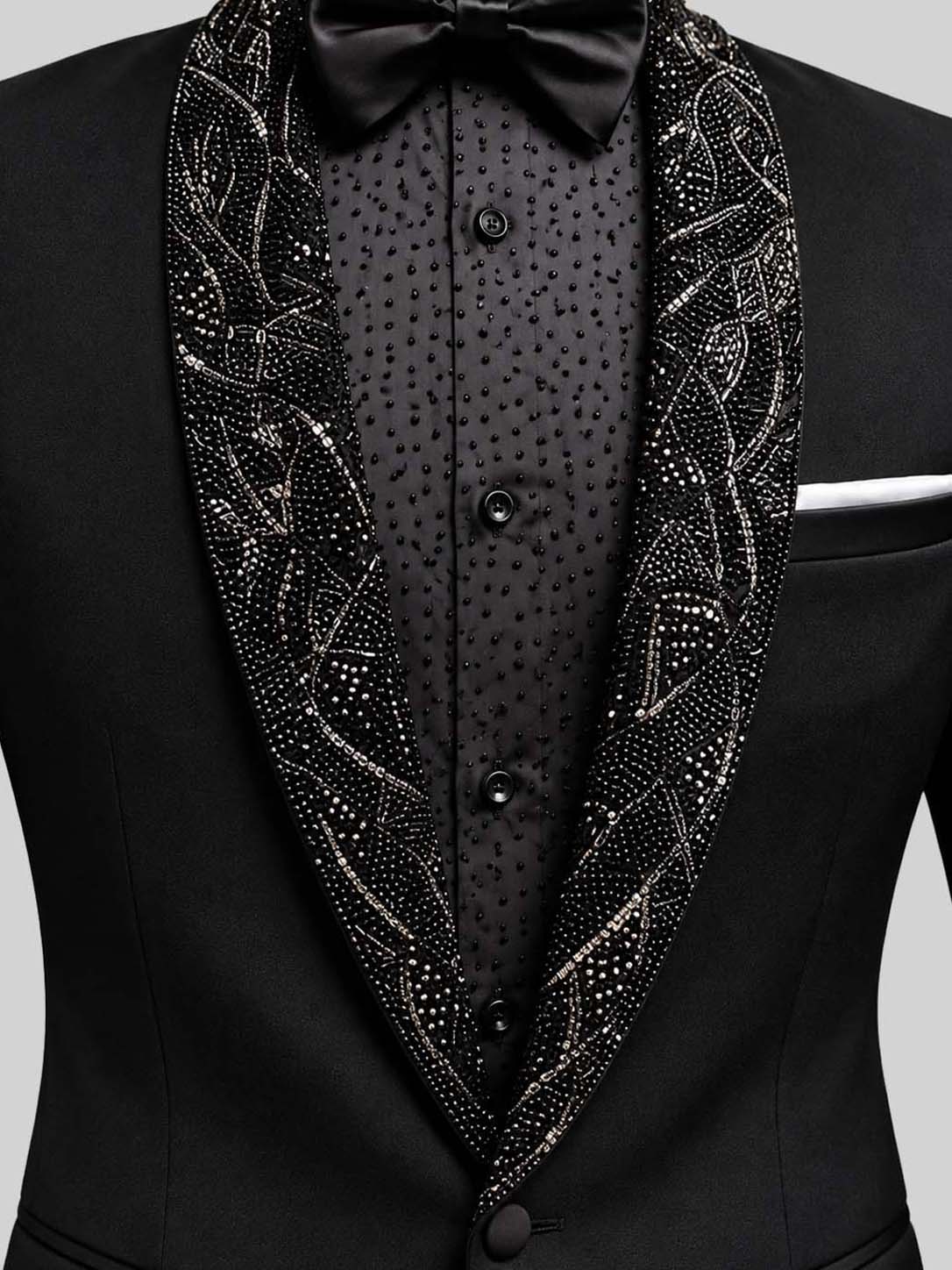 BLACK SHAWL EMBROIDERY TUXEDO