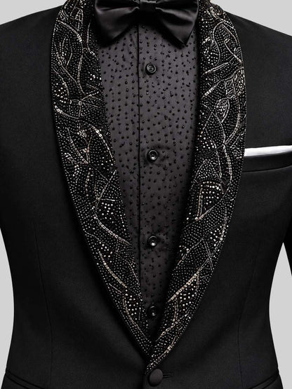 BLACK SHAWL EMBROIDERY TUXEDO