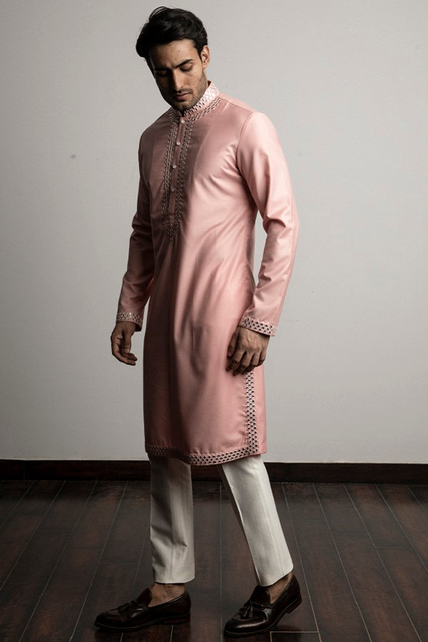 PINK MIRROR WORK KURTA SET