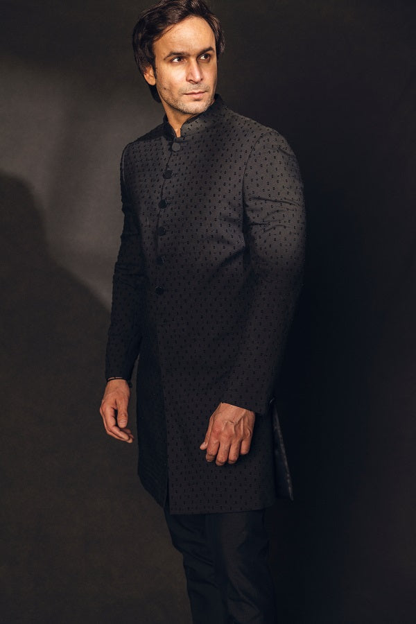 BLACK THREAD WITH BREAD EMBROIDERY INDOWESTERN SET