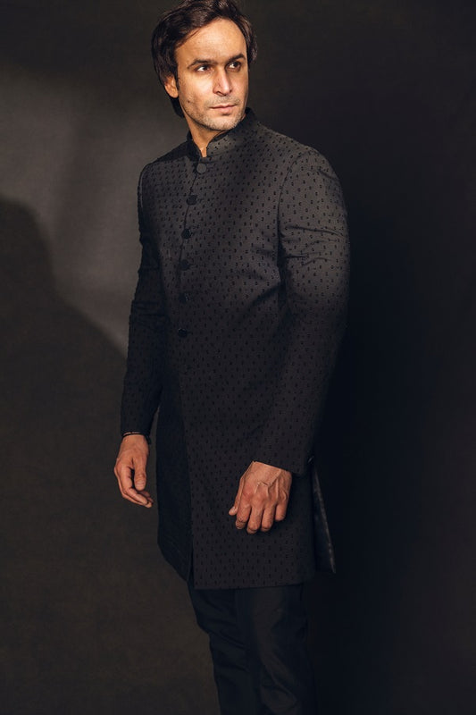 BLACK THREAD WITH BREAD EMBROIDERY INDOWESTERN SET